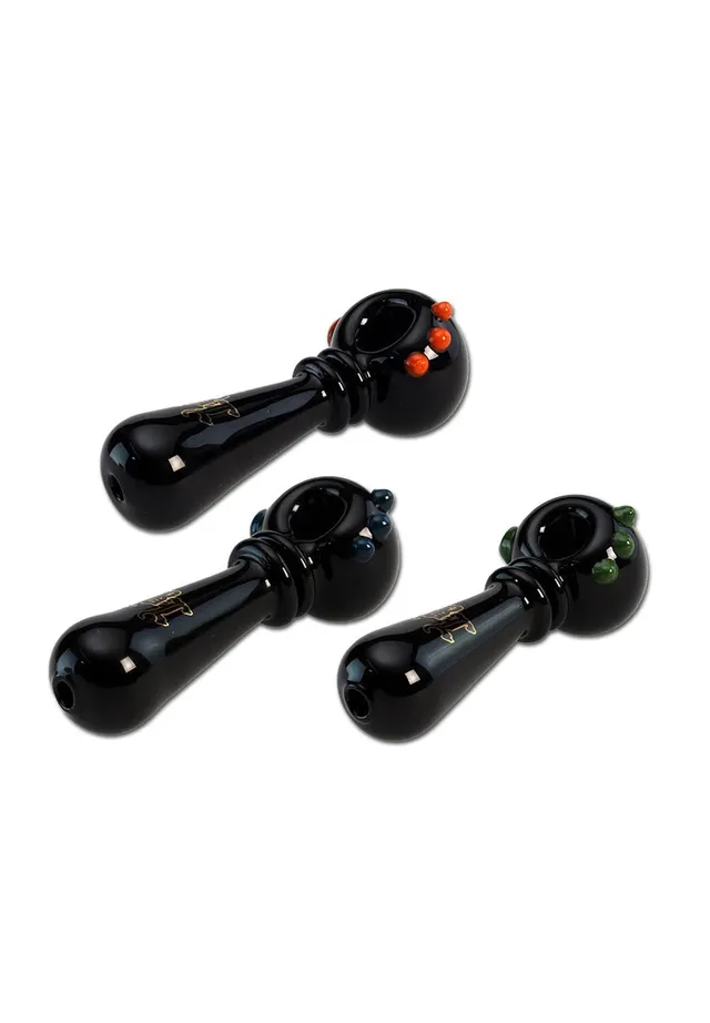 Black Leaf BL Hand Pipe black with Pimples pipa in vetro nero