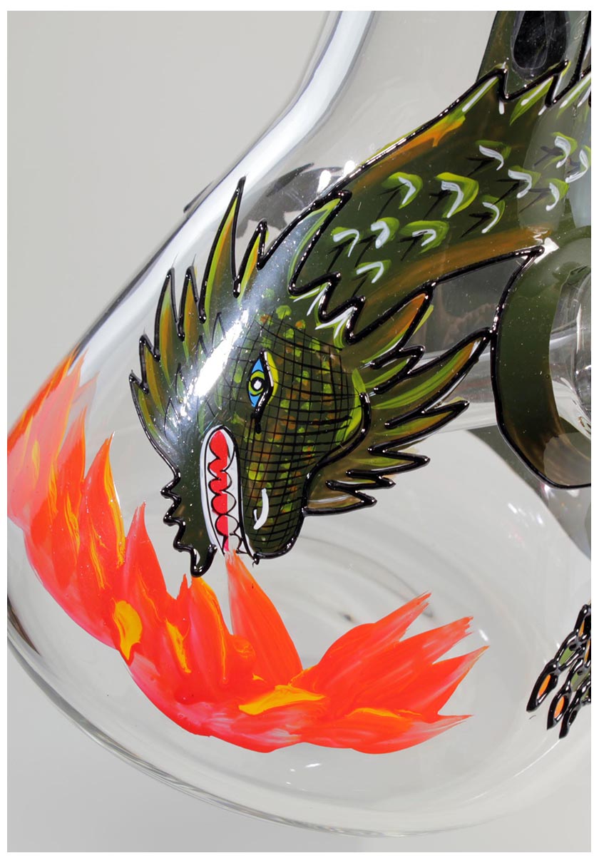Plantadiscount Parafernalia Vetro dipinto a mano Bong Ice Smaug 7 mm