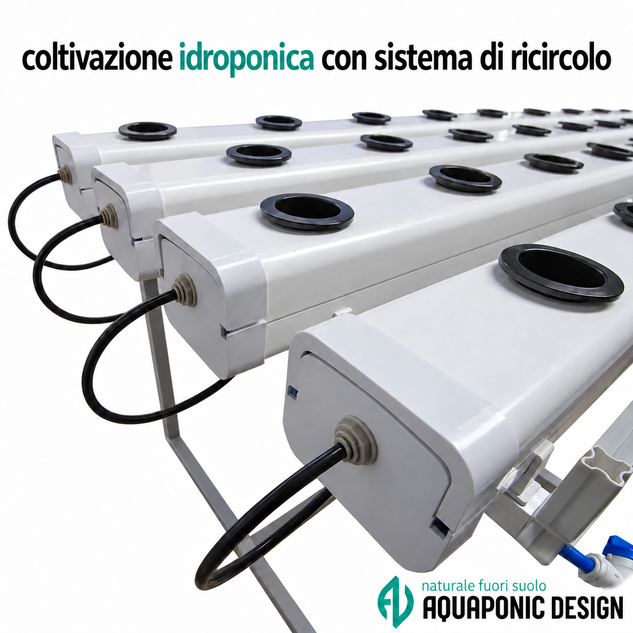 Aquaponic Design Canaline di coltivazione Impianto di idroponica con canaline NFT per 28–60 piante
