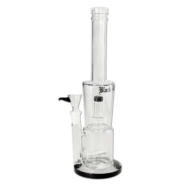 Black Leaf Bong Drum Percolator + Inline Slit bong con doppio percolatore