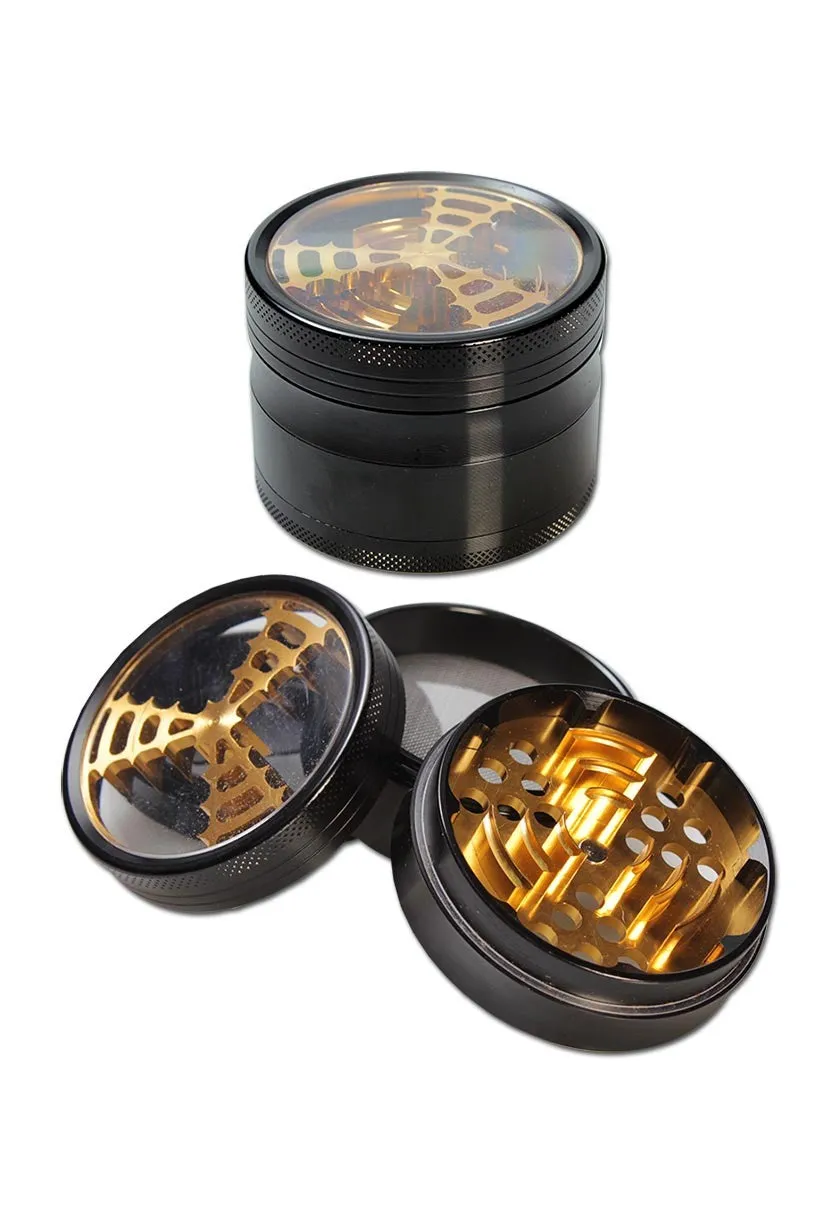 Mill Aluminium Window Grinder grinder nero 4 parti con finestra