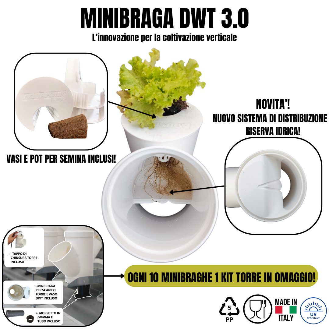 Aquaponic Design Kit idroponica KIT MAKERS kit 20 minibraghe con pompa