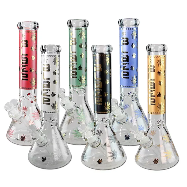 Plantadiscount Parafernalia Blaze Glass Golden Leaf Flask Bong Ice bong ghiaccio 7 mm