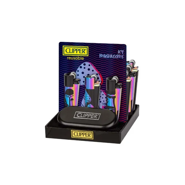 CLIPPER Metal ICY MUSHROOM accendino ricaricabile 12 pezzi