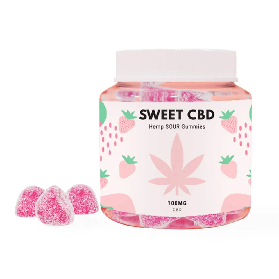 Sweet CBD Sour Strawberry Gummies 100 mg gummies 60 g
