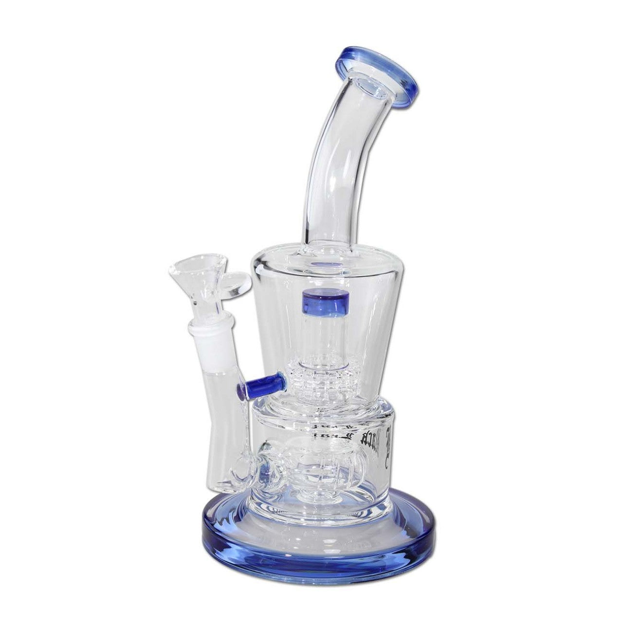 Black Leaf Bubbler Shower Head and Drum Perco bong in vetro