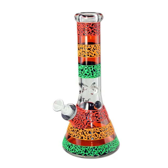 Black Leaf Parafernalia Stripes Painted Bong Ice Glow bong 7 mm