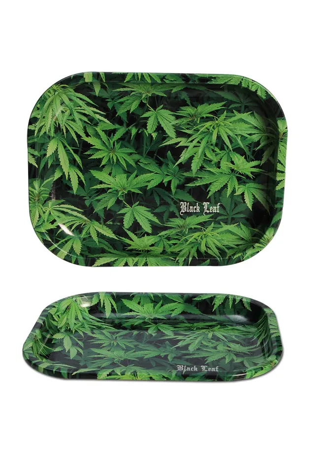 Black Leaf Rolling Tray Hemp S vassoio in metallo
