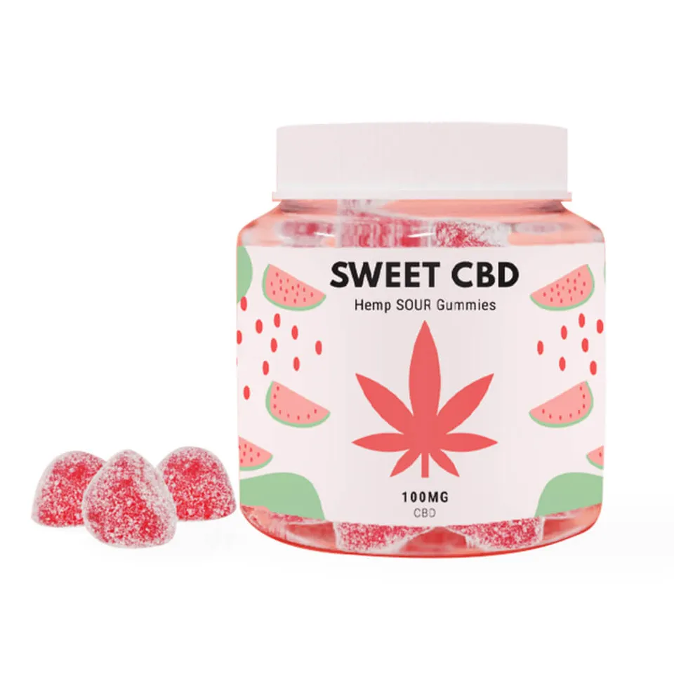 Sweet CBD 100mg Sour Watermelon Gummies caramelle gommose 60 g