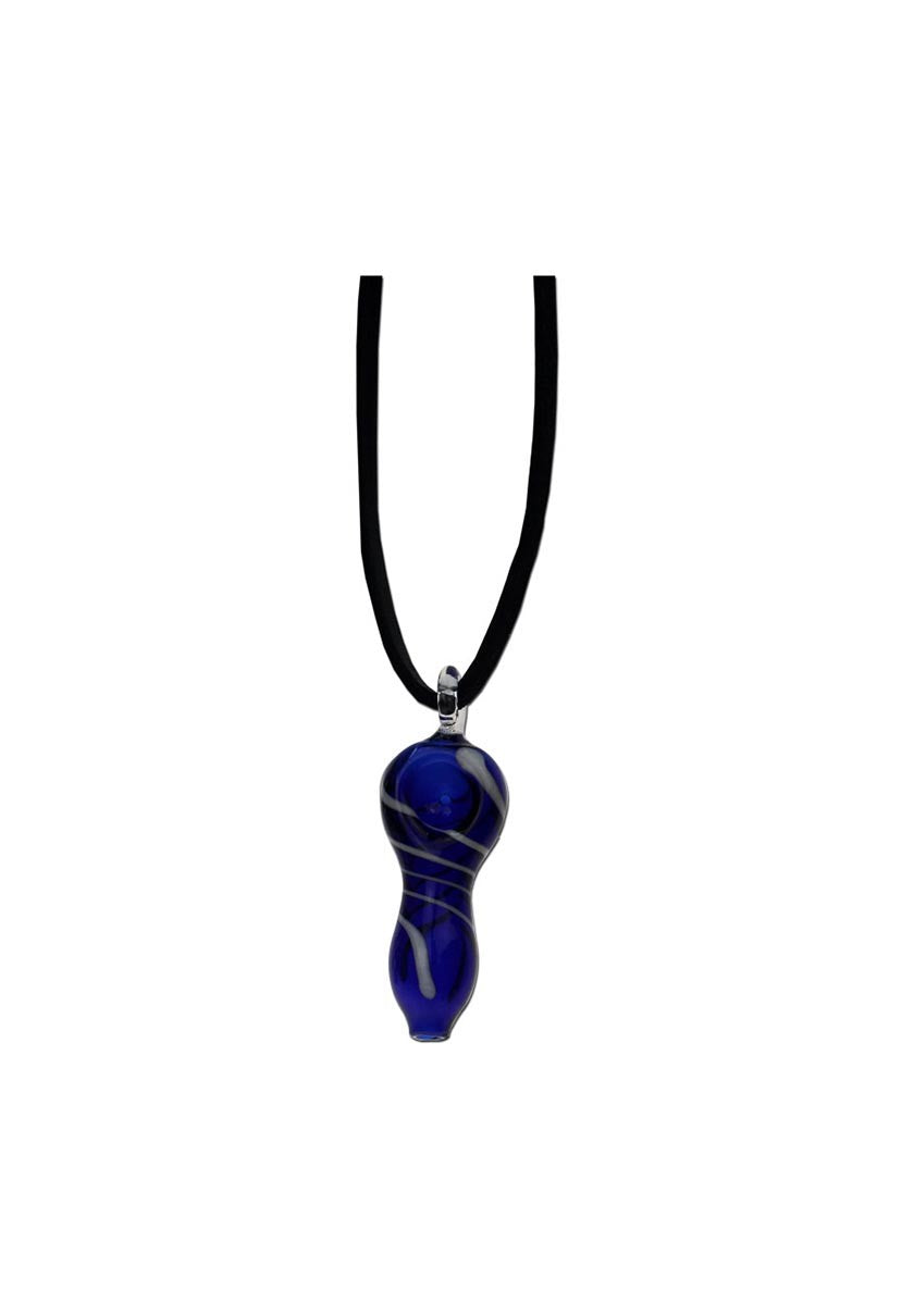 Parafernalia Handpipe Glass with Stripes pipe in vetro con collana