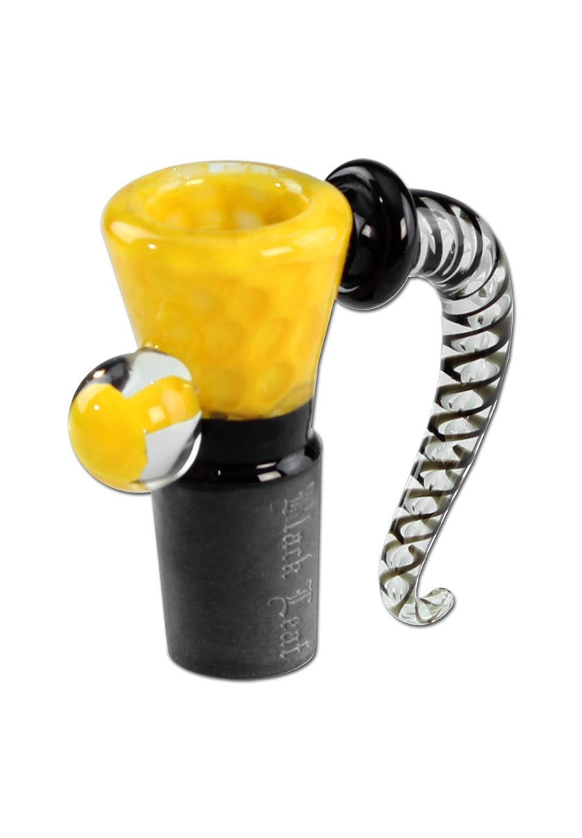 Black Leaf Parafernalia Glass Art Bowl Dots yellow braciere borosilicato