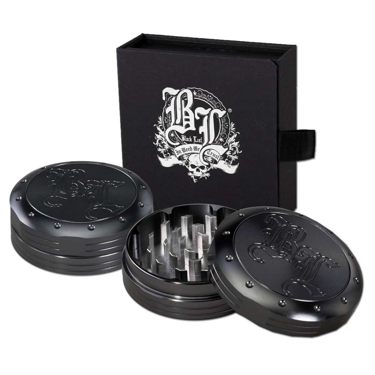 Black Leaf Parafernalia BL Grinder per incisione profonda in 2 parti grigio