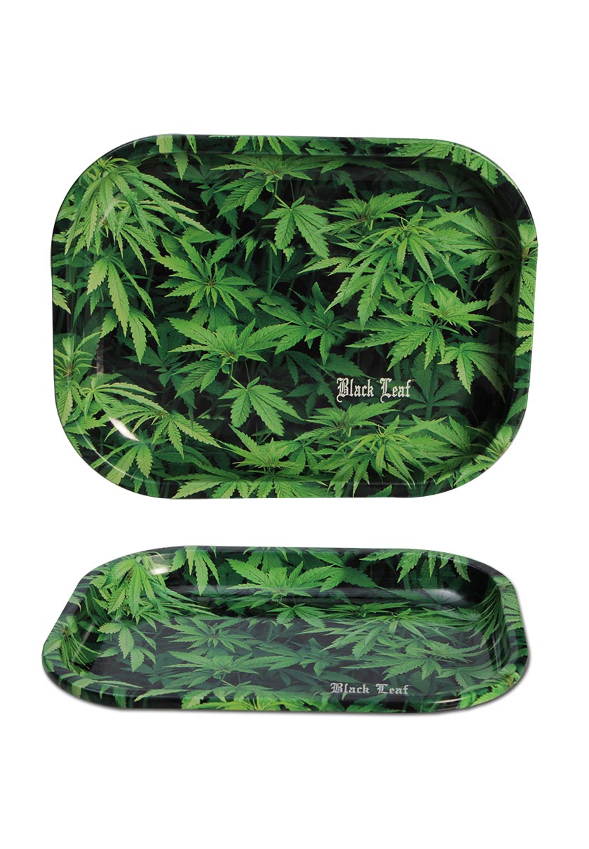 Black Leaf Rolling Tray Hemp S vassoio in metallo
