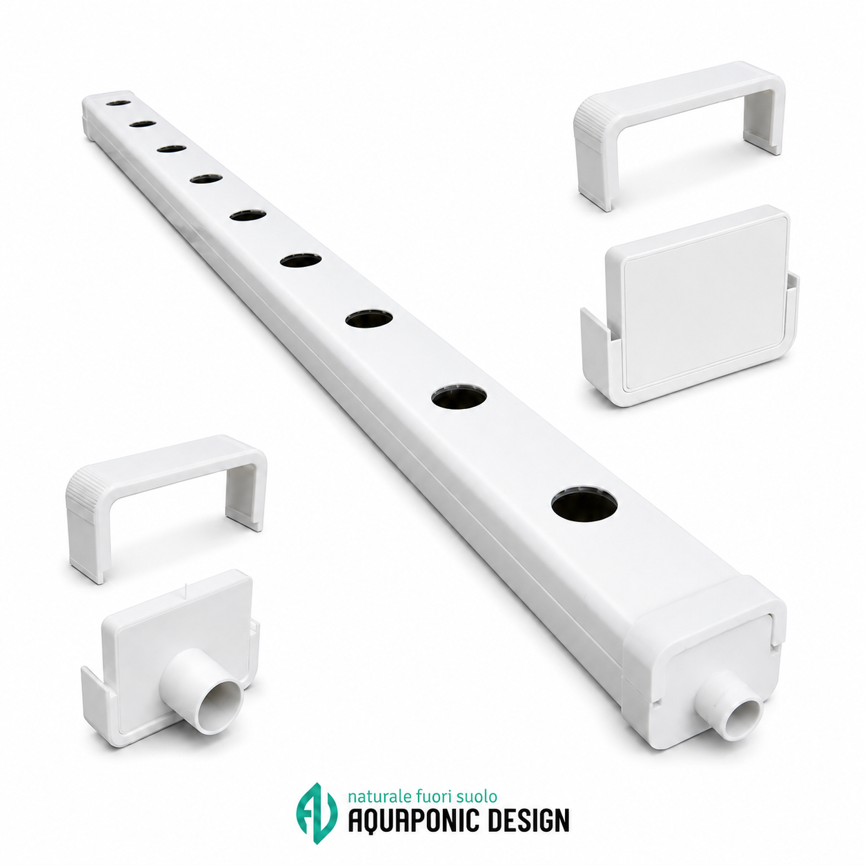 AQUAPONIC DESIGN NFT 1,8 m canalina idroponica 100x80 mm con vasi