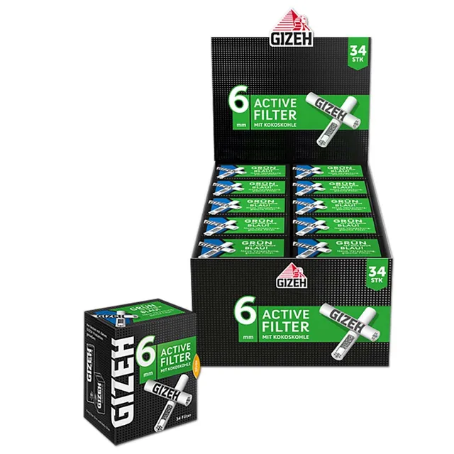GIZEH Black Activated Charcoal Filters Slim filtri slim 6 mm
