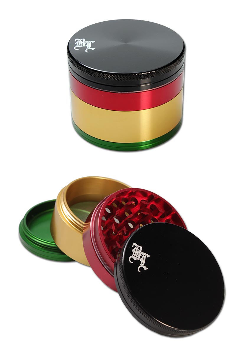 Black Leaf Rasta grinder 4 parti 46 mm grande in alluminio anodizzato