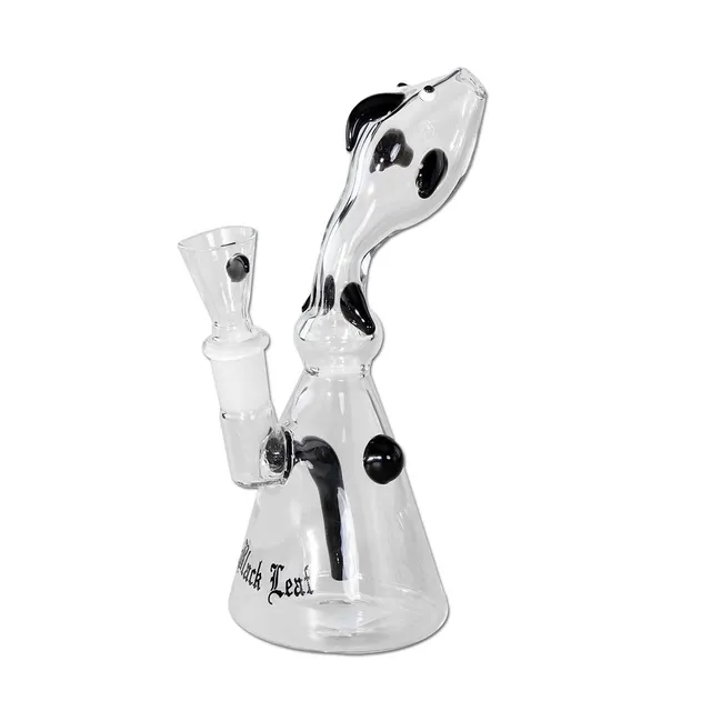 Black Leaf Bubbler Nessie black, bubbler nero in vetro borosilicato