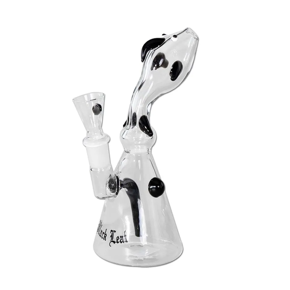 Black Leaf Bubbler Nessie black, bubbler nero in vetro borosilicato