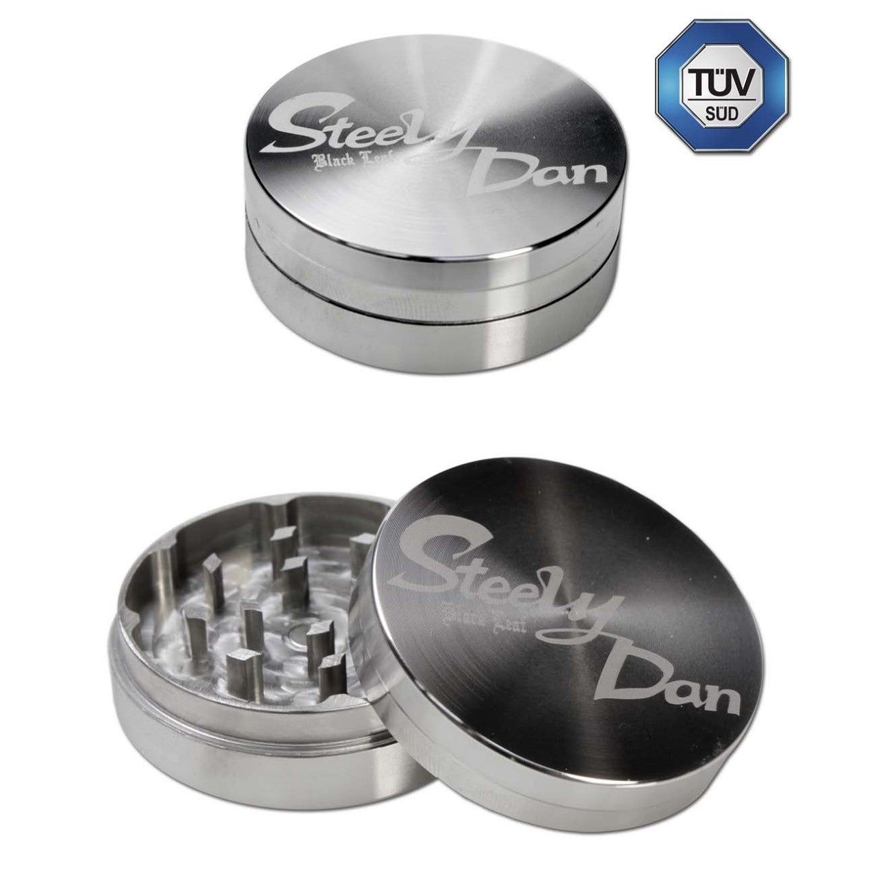 BLACK LEAF Parafernalia Steely Dan grinder in acciaio inox a 2 parti
