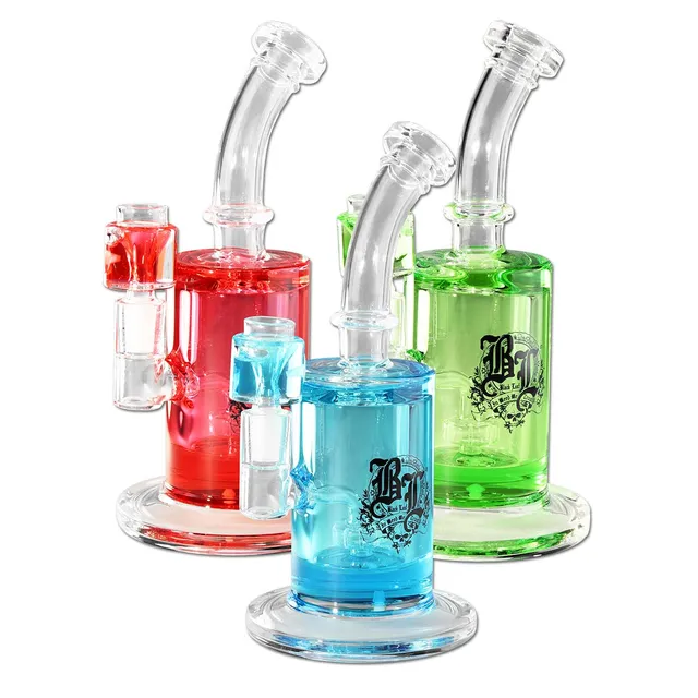 Black Leaf Liquid Bong with Drum Percolator bong con liquido colorato