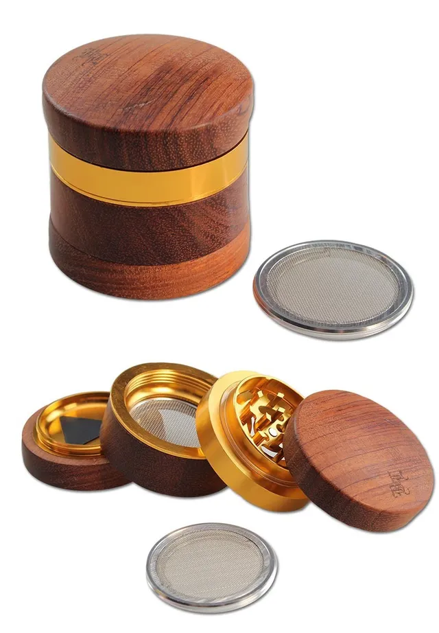 Black Leaf Parafernalia BL Grinder in alluminio/legno in 4 parti grinder