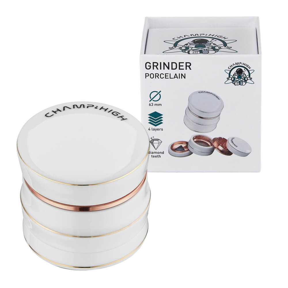 Champ High Parafernalia Porcelain Grinder White grinder 4 parti, bianco