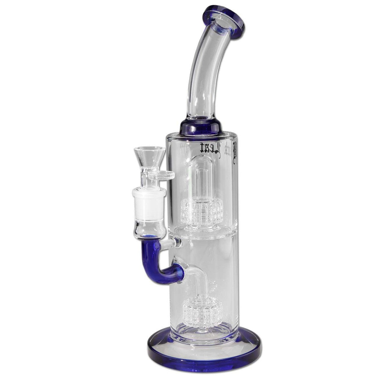 Black Leaf Glass Bong 2x Drum Percolator in vetro