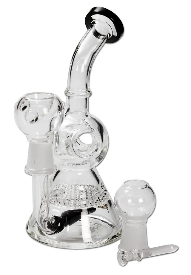 Parafernalia Black Leaf Glass Bong HoneyComb Oil+Herbs black bong in borosilicato