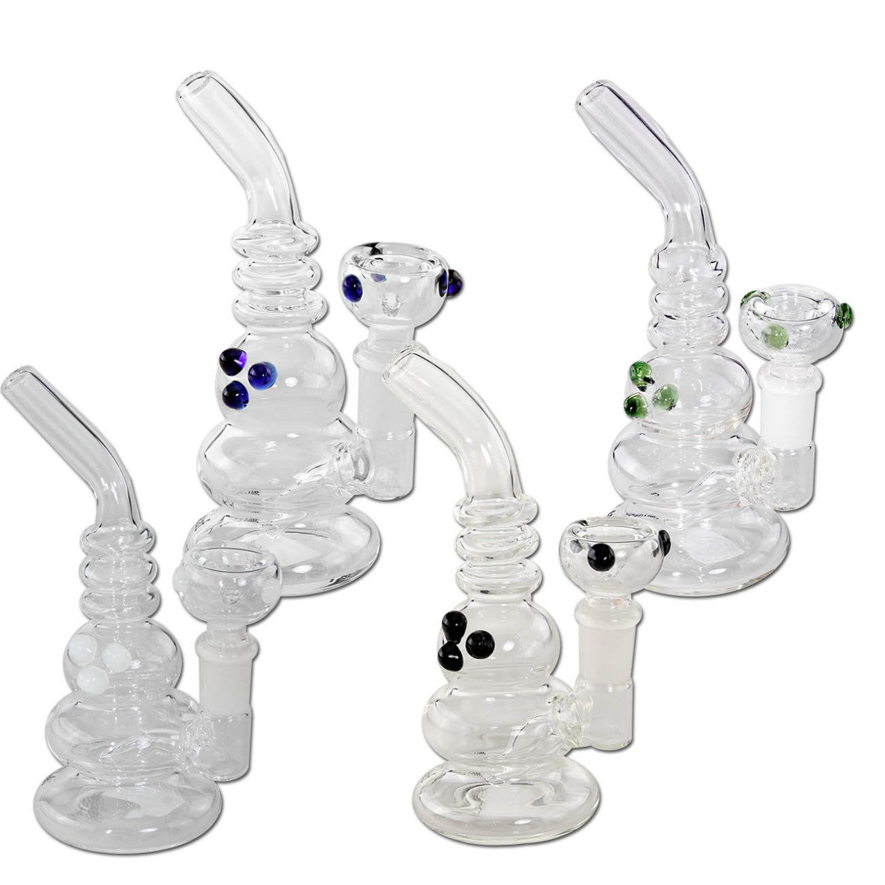 Black Leaf Mini Bubbler bong in vetro borosilicato