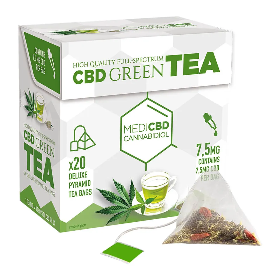 Plantadiscount CBD MediCBD Green Tea THC Free 7.5mg CBD tè verde 10 confezioni