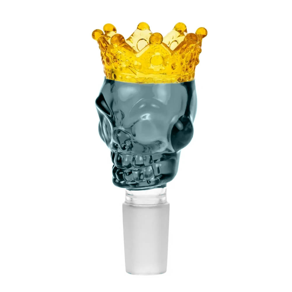 Skull Crown Blue Glass Bong Bowl braciere 18 mm