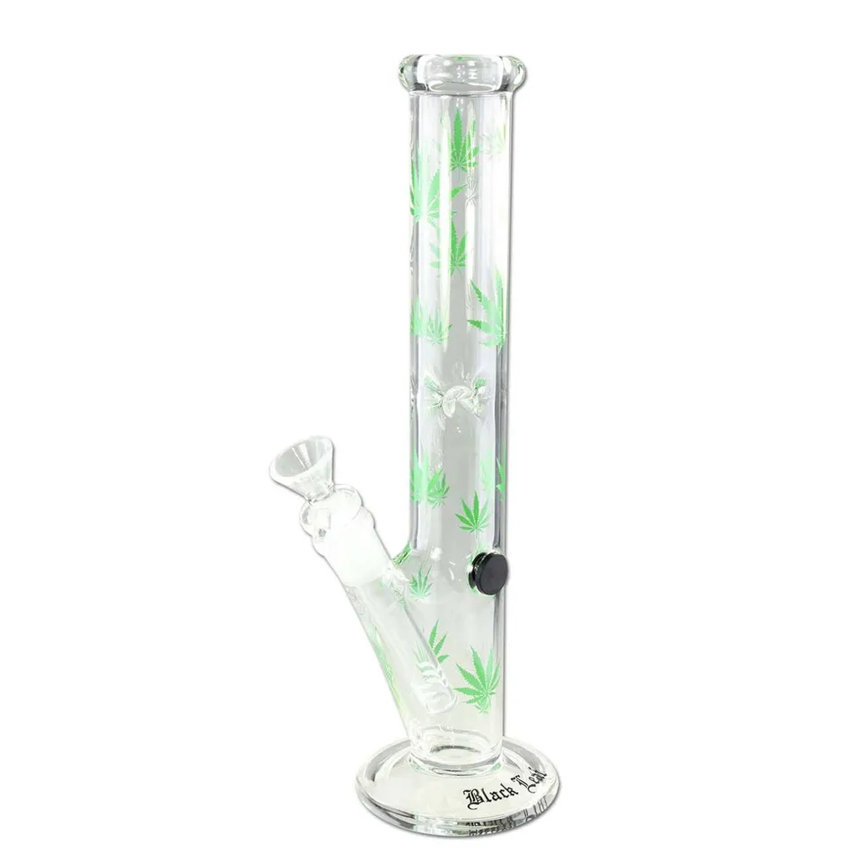 Black Leaf Leaves Cylinder Bong Ice bong con camera per ghiaccio