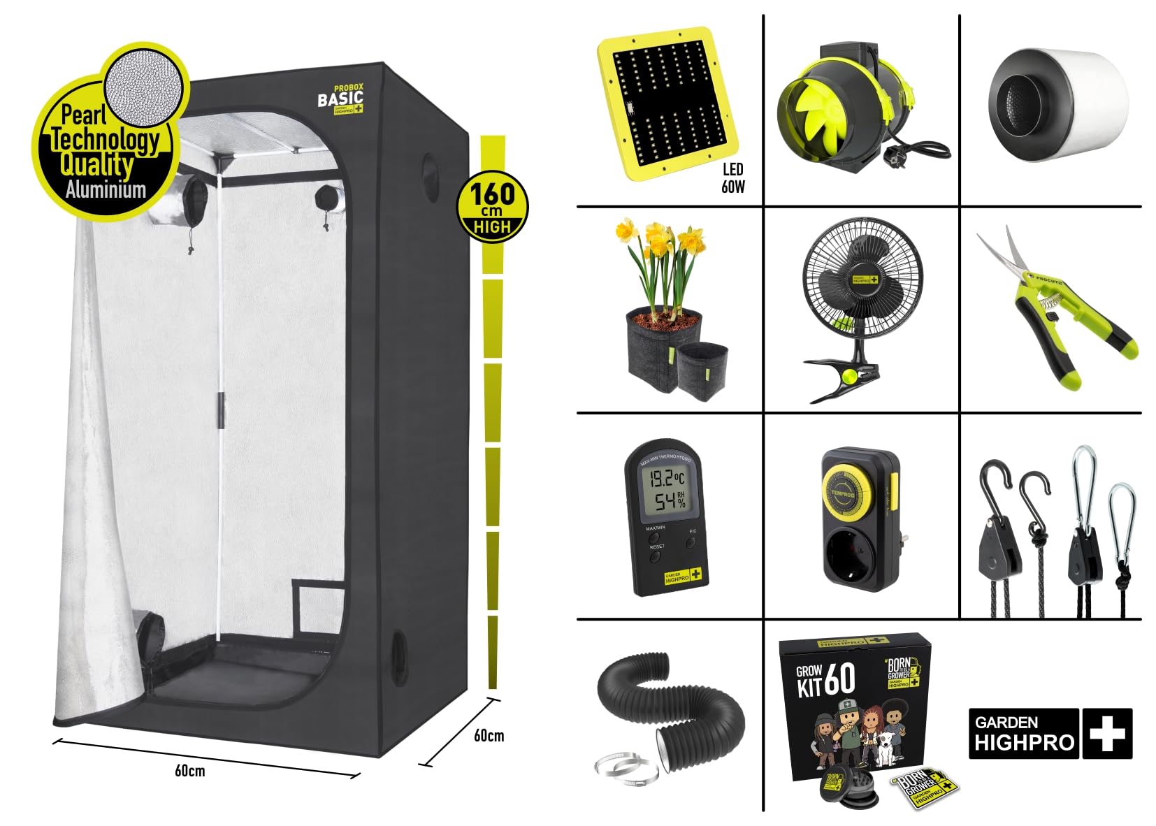 Garden HighPro GROWKIT 60 kit coltivazione indoor 60 x 60 cm LED 60W