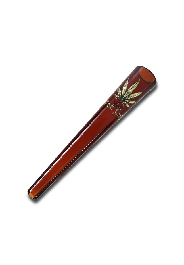 Black Leaf Glass Chillum chillum in vetro ambra