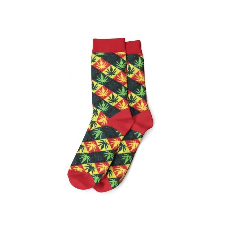 Plantadiscount Parafernalia CALZINI LUNGHI - TAGLIA 36-42 FOGLIE RASTA - 12 PAIA calzini