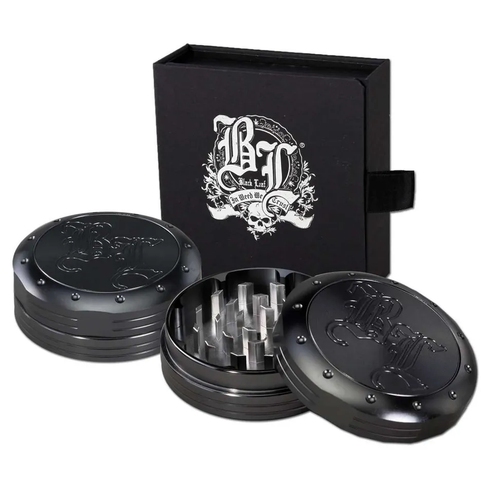 Black Leaf Parafernalia BL Grinder per incisione profonda in 2 parti grigio