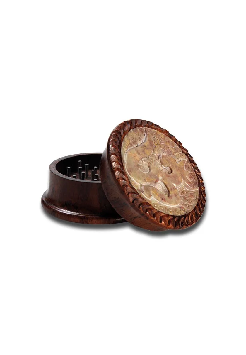 Plantadiscount Parafernalia Rosewood Grinder OM 2-part carved w. Inlay grinder in palissandro