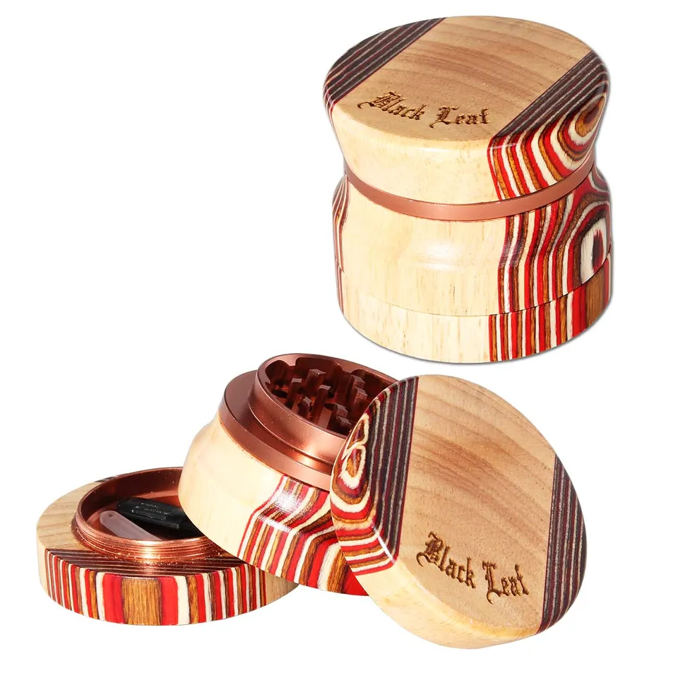 Black Leaf Parafernalia Wood/Al. Grinder 4-part beige grinder 66 mm 1 pezzo