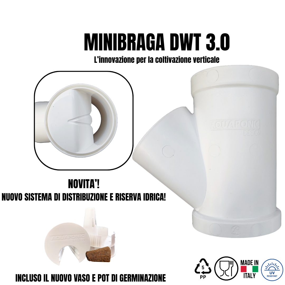 Aquaponic Design Minibraga DWT 3.0 modulo torre idroponica bianco PP