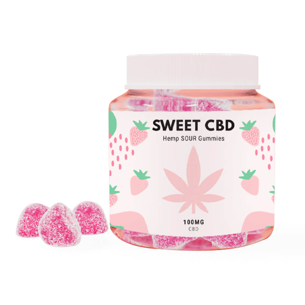 Sweet CBD Sour Strawberry Gummies 100 mg gummies 60 g
