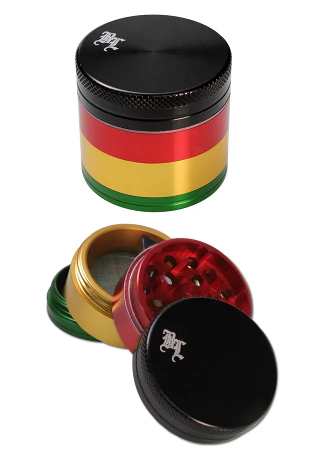 Black Leaf Parafernalia Grinder in alluminio 4-part Rasta 40mm grinder magnetico