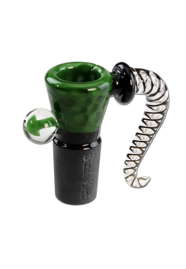 Black Leaf Glass Art Bowl Dots braciere verde