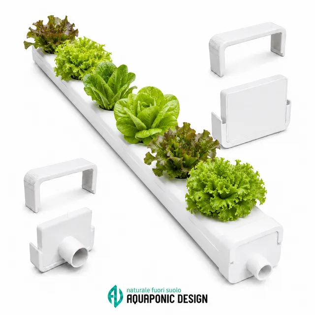 AQUAPONIC DESIGN NFT 1,8 m canalina idroponica 100x80 mm con vasi