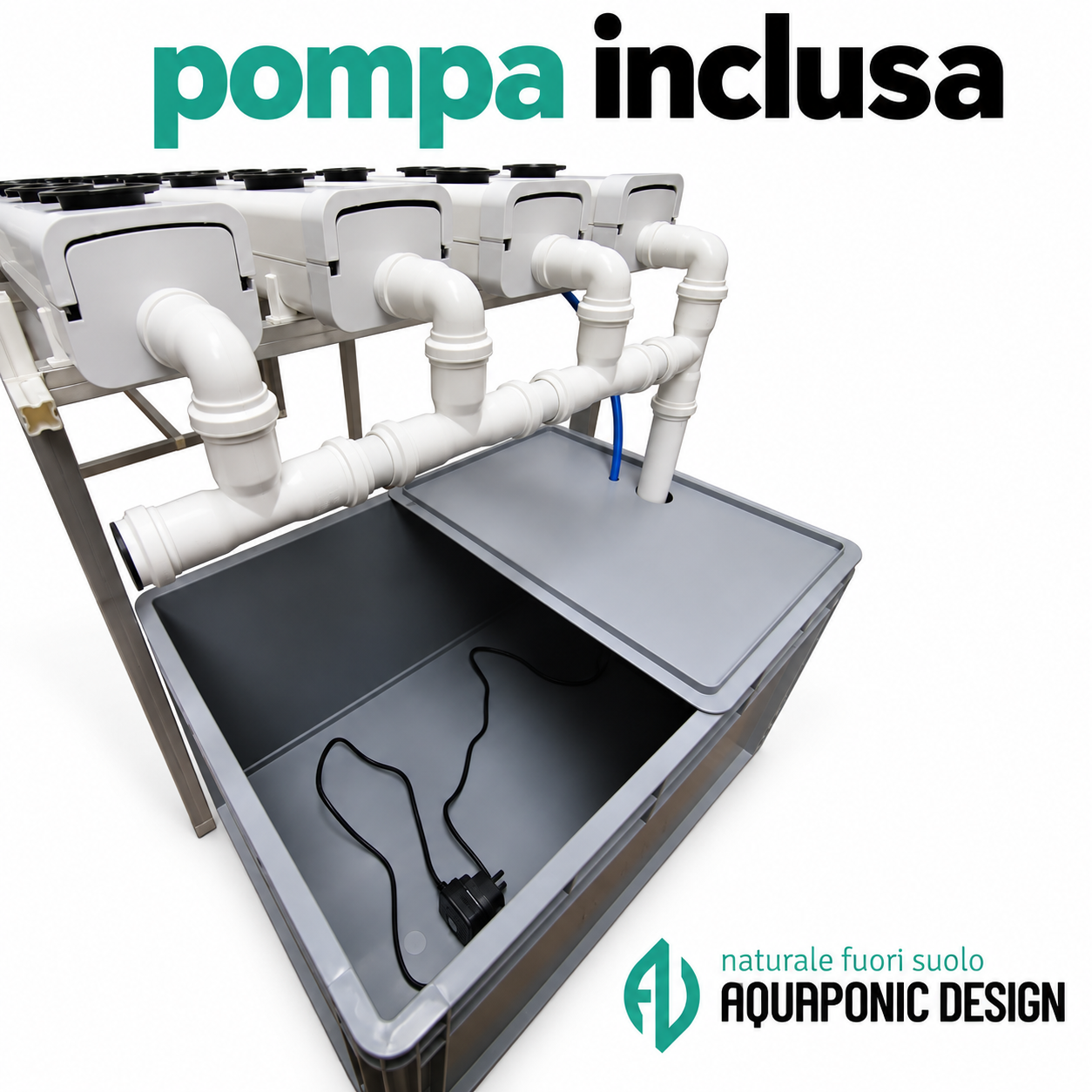 Aquaponic Design Canaline di coltivazione Impianto di idroponica con canaline NFT per 28–60 piante