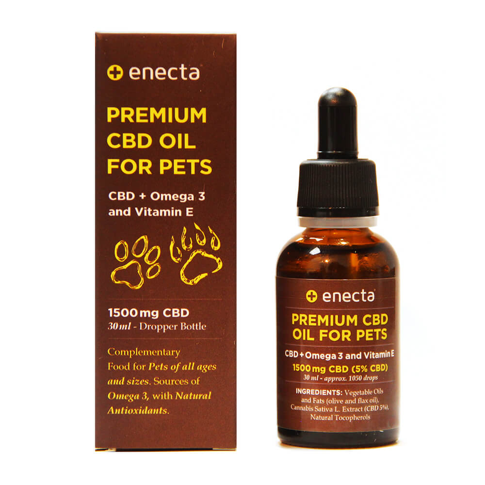 Enecta CBD olio 5% per animali domestici 500 mg 10/30 ml con Omega 3