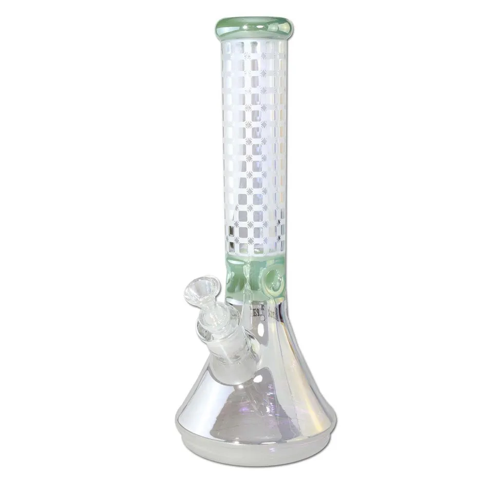 Black Leaf Beaker Bong Ice bong in vetro sabbiato con camera per ghiaccio