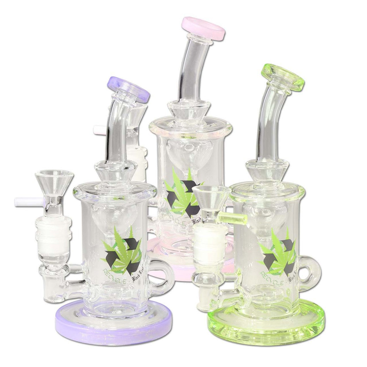 Black Leaf Parafernalia Recycle Bubbler Funnel Percolator bong con riciclo