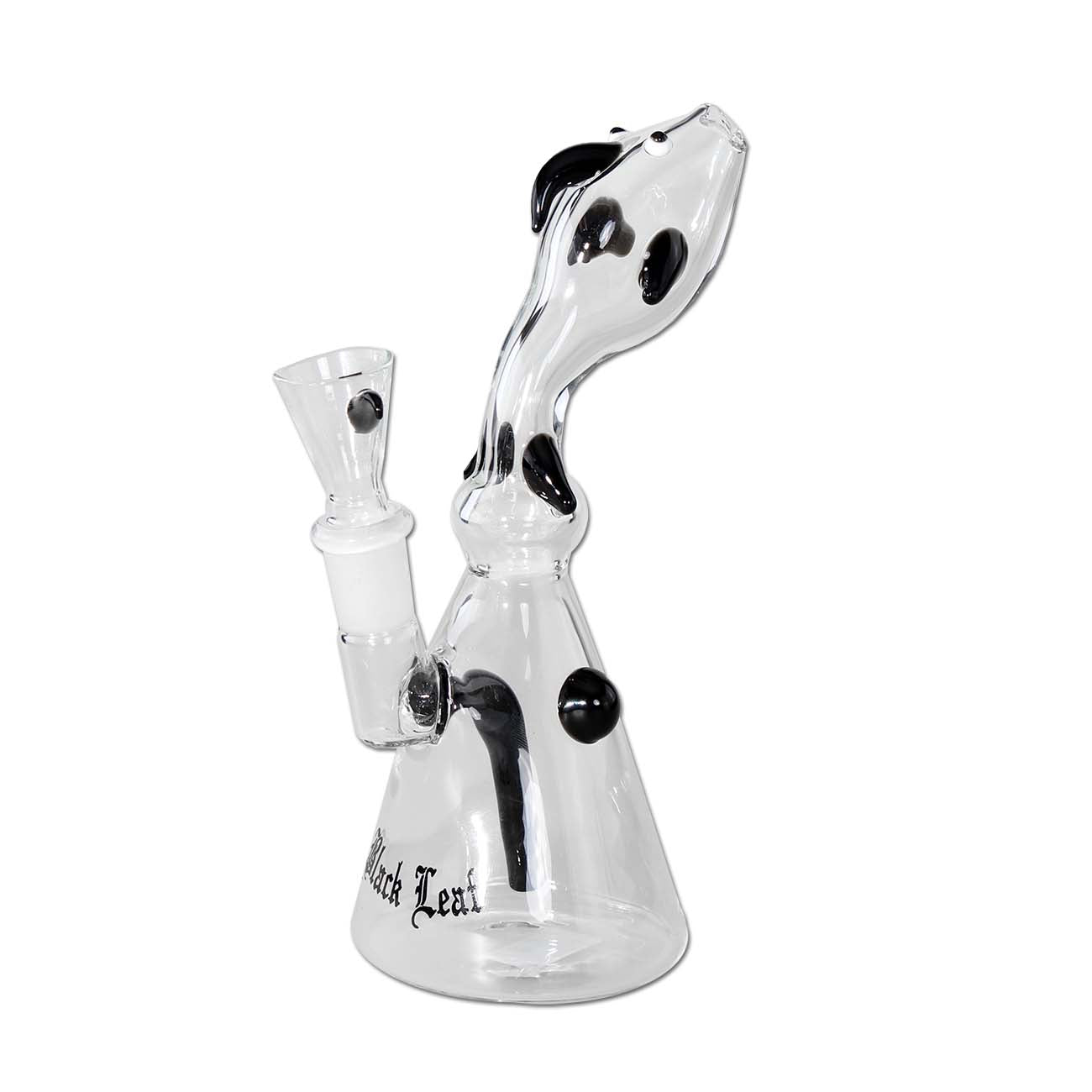 Black Leaf Bubbler Nessie black, bubbler nero in vetro borosilicato