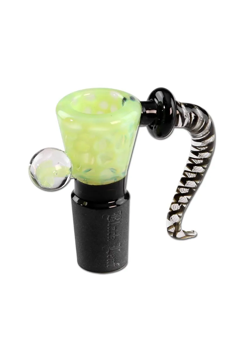 Black Leaf Parafernalia Glass Art Bowl Dots light green braciere vetro
