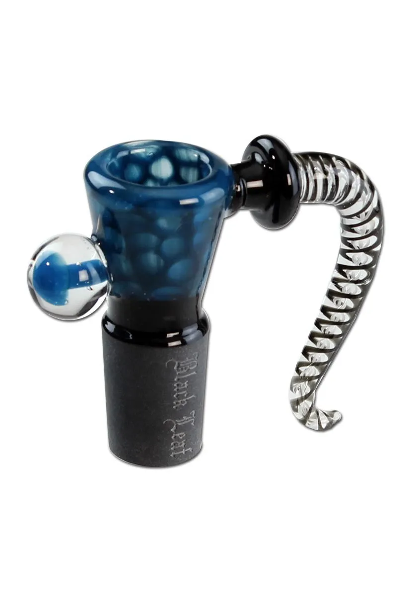 Black Leaf Glass Art Bowl Dots braciere teal in borosilicato